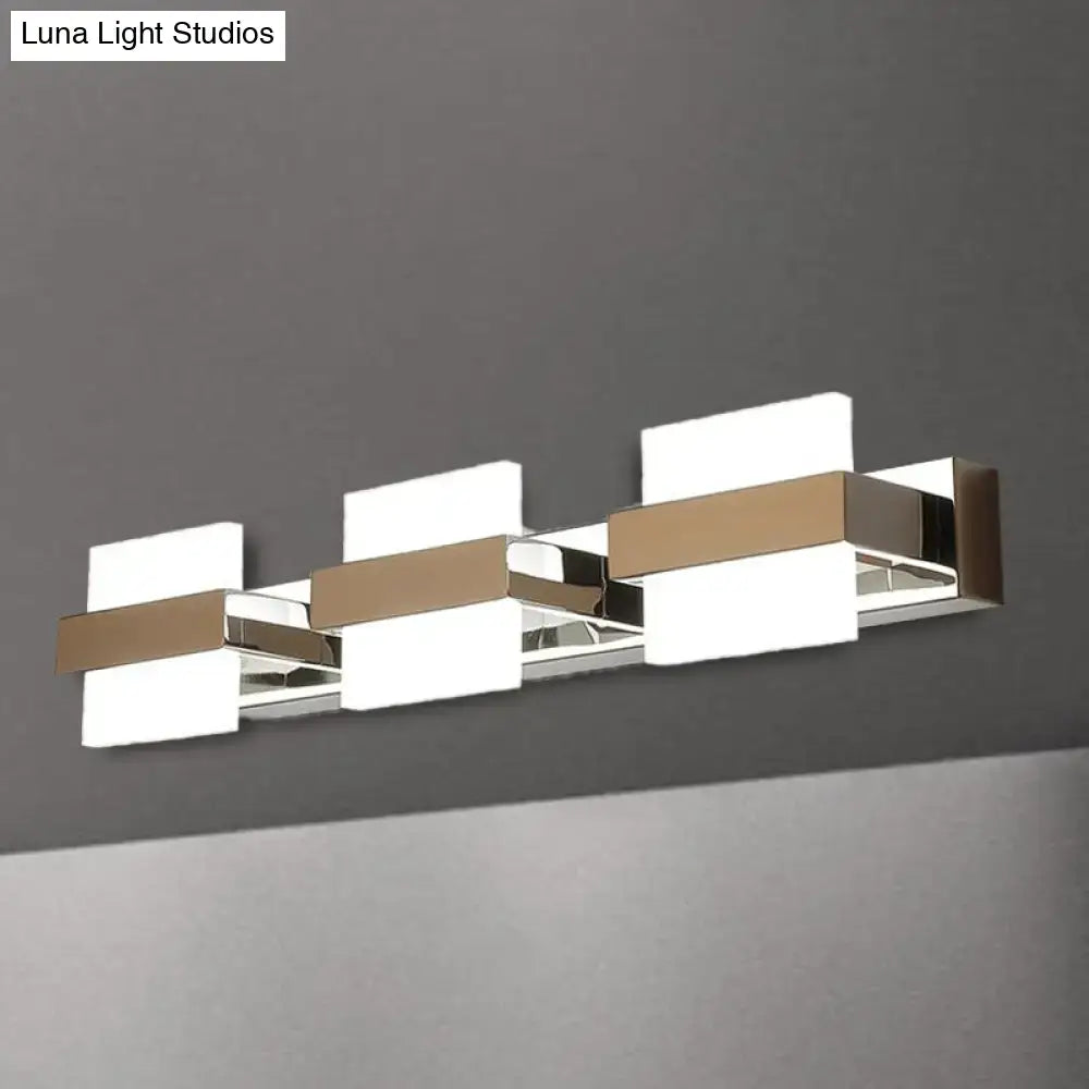 White Acrylic LED Vanity Wall Light: Simple Square Fixture, 3/4 Lights, Bathroom Mirror Lamp