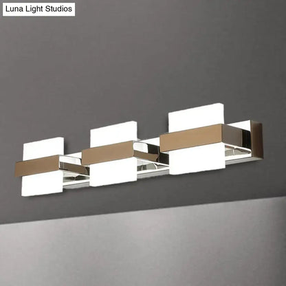 White Acrylic LED Vanity Wall Light: Simple Square Fixture, 3/4 Lights, Bathroom Mirror Lamp