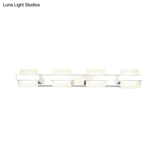 White Acrylic LED Vanity Wall Light: Simple Square Fixture, 3/4 Lights, Bathroom Mirror Lamp - Tampa Home & Garden Store