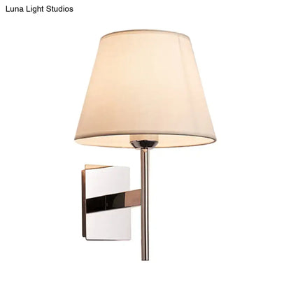 White Fabric LED Cone Wall Sconce - Contemporary Bedroom Lighting