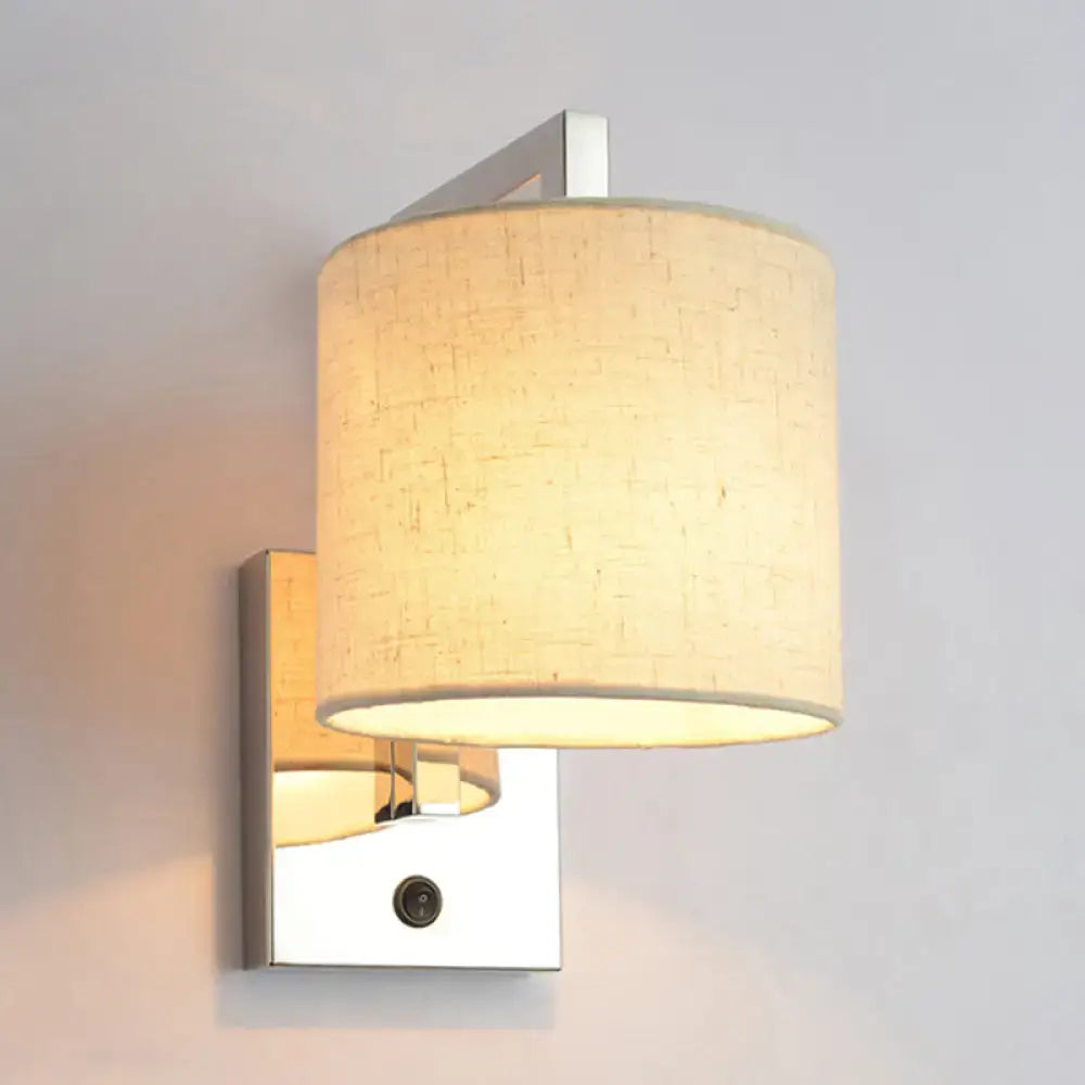 Chrome Fabric Drum Sconce by Decorbites with square wall plate on Tampa Home & Garden Store