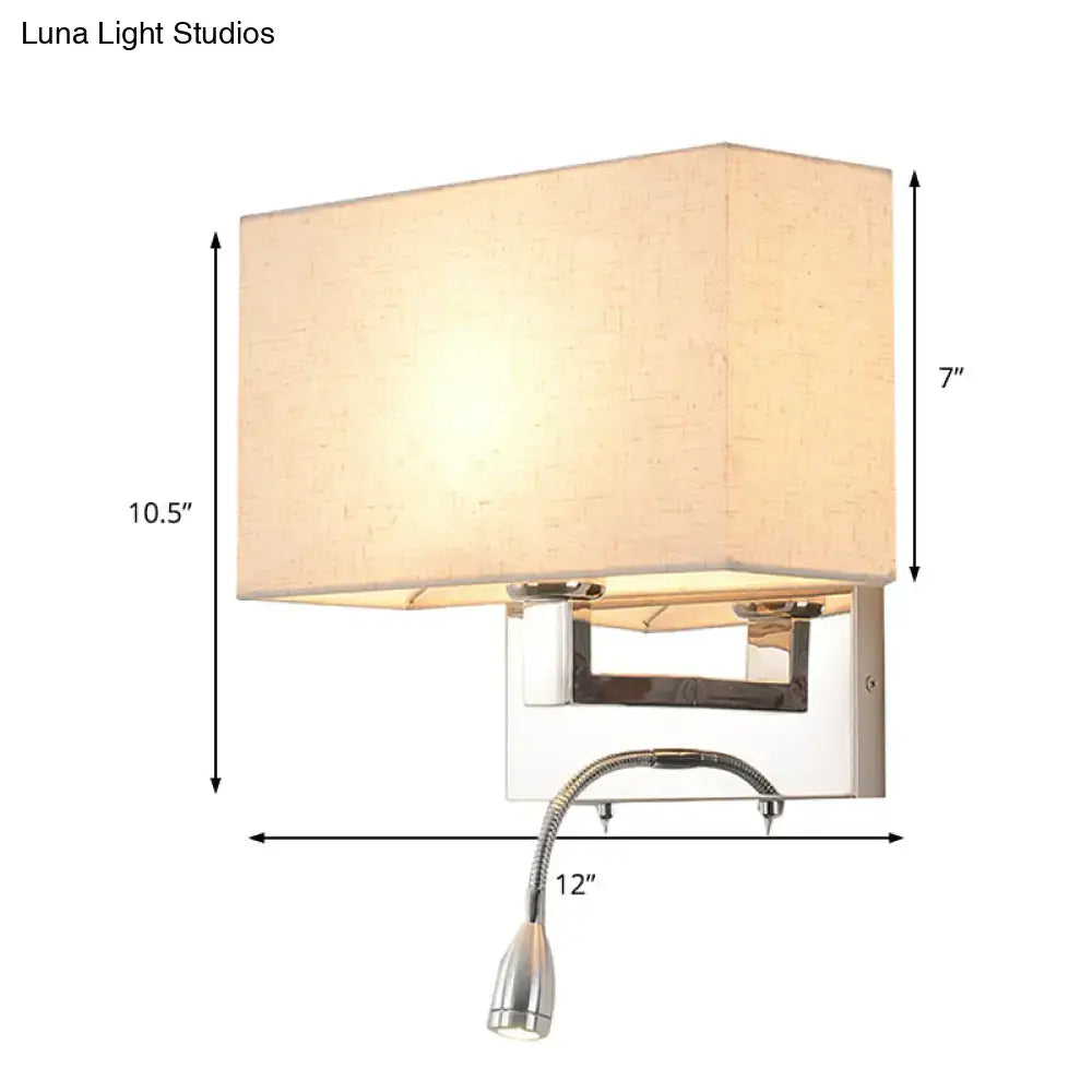 Beige fabric shade 10.5-inch sconce by Decorbites with chrome mount and adjustable neck on Tampa Home & Garden Store