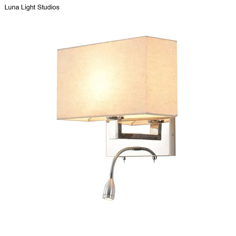 Beige fabric shade 10.5-inch sconce with chrome wall plate and flexible lamp neck on Tampa Home & Garden Store