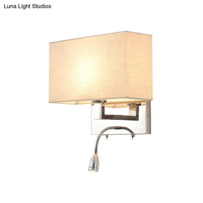 Beige fabric shade 10.5-inch sconce with chrome wall plate and flexible lamp neck on Tampa Home & Garden Store