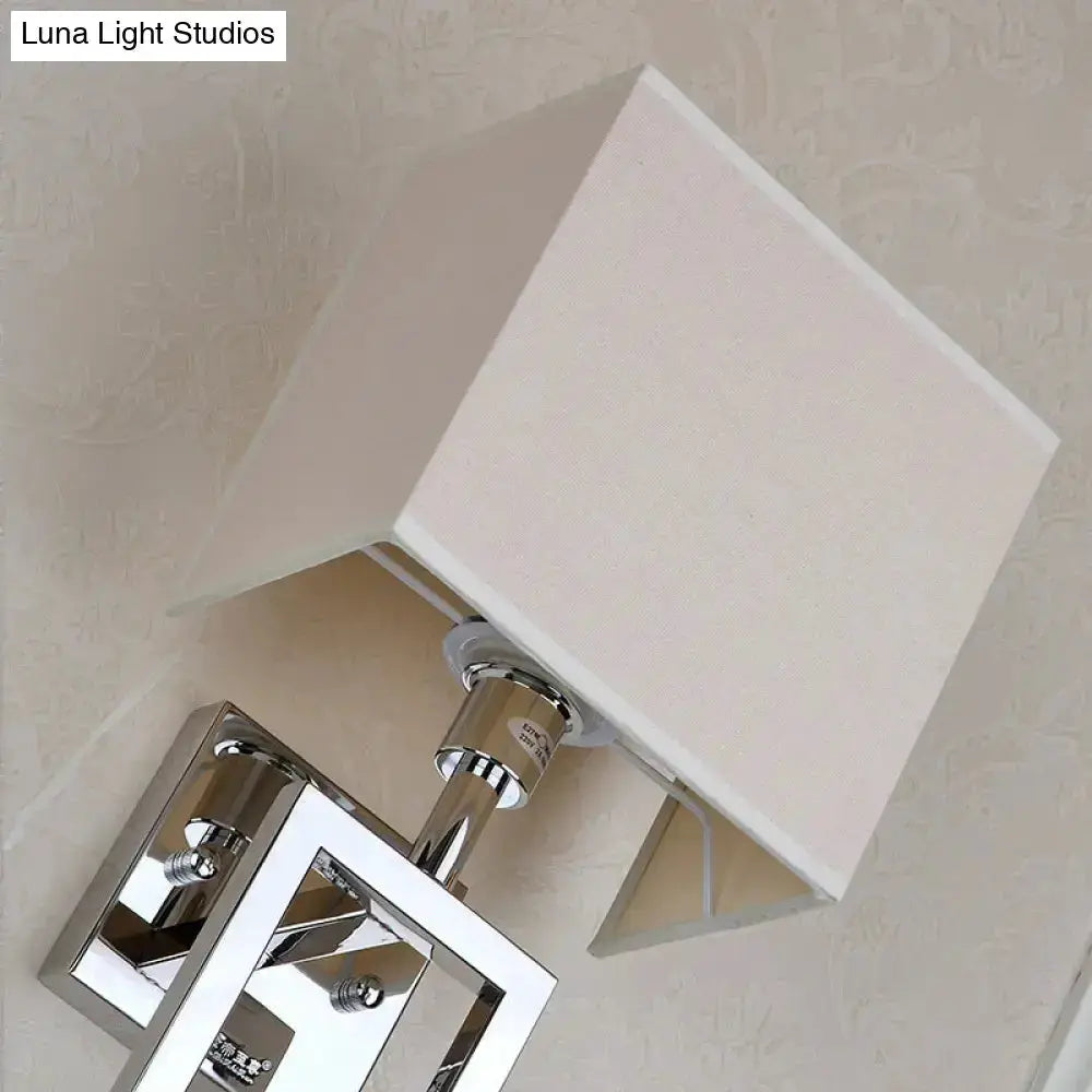 Modern Chrome and Beige Square Sconce Lamp