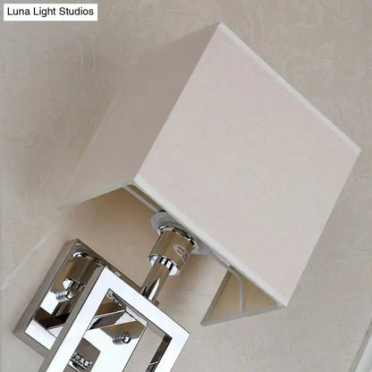 Modern Chrome and Beige Square Sconce Lamp