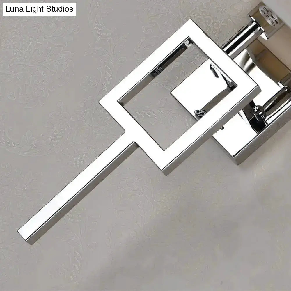 Modern Chrome and Beige Square Sconce Lamp