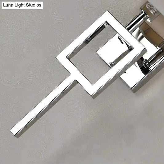 Modern chrome and beige square sconce wall lamp by Decorbites, geometric rectangular arm on Tampa Home & Garden Store