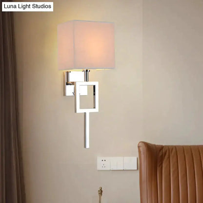 Modern Chrome and Beige Square Sconce Lamp