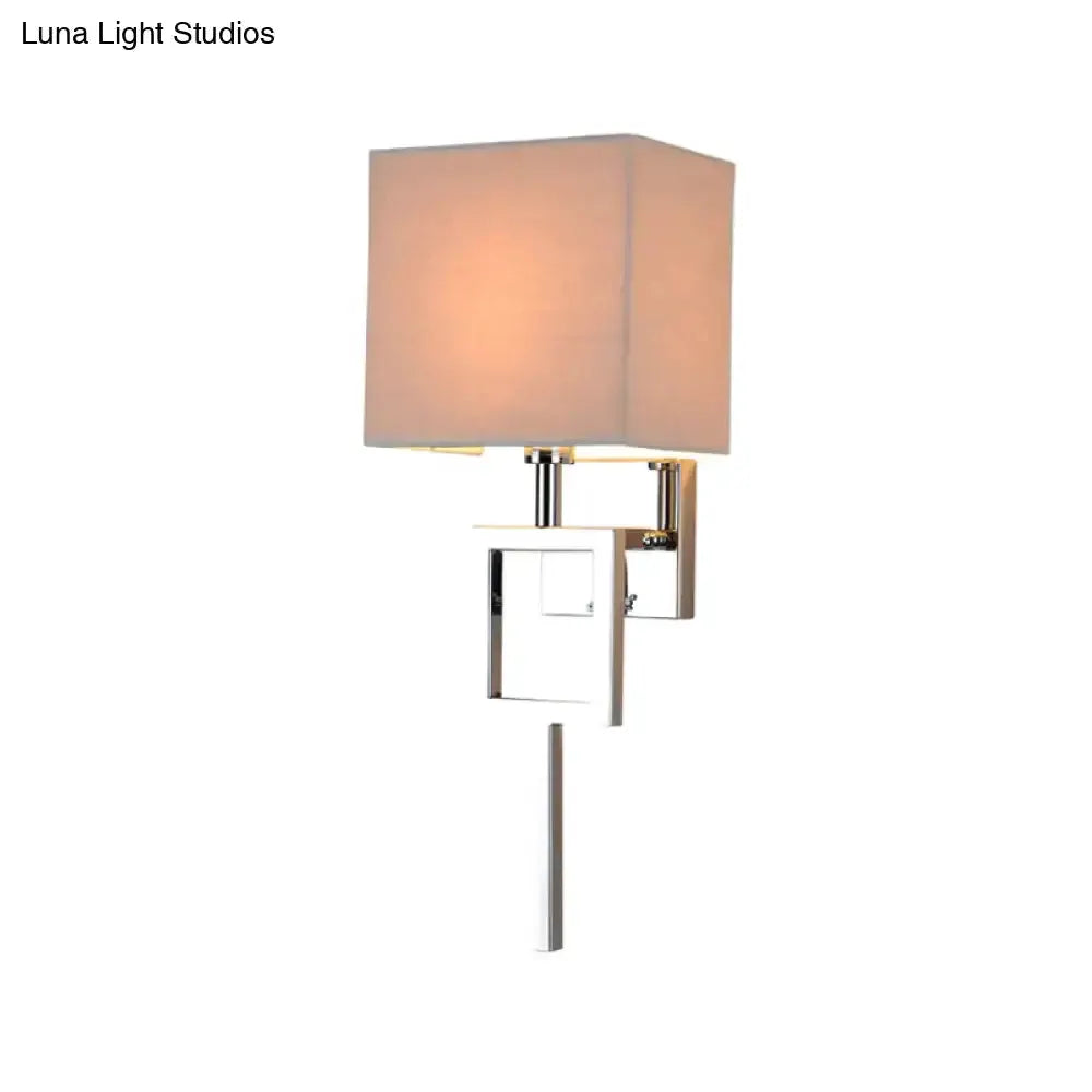 Modern Chrome and Beige Square Sconce Lamp