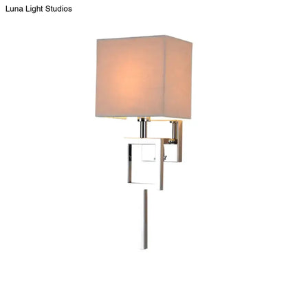 Modern Chrome and Beige Square Sconce Lamp