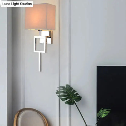 Modern Chrome and Beige Square Sconce Lamp