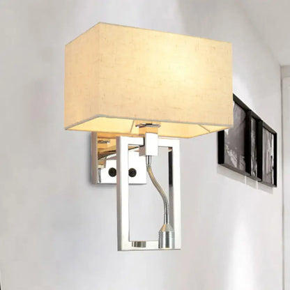 White Contemporary Rectangular Wall Mount Light Sconce with Spotlight