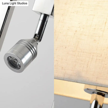 White Contemporary Rectangular Wall Mount Light Sconce with Spotlight
