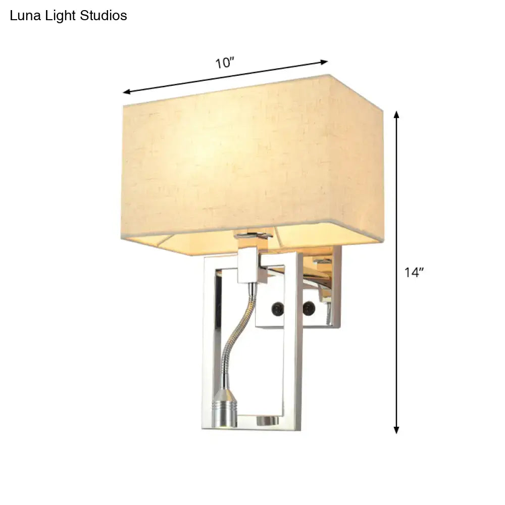 White Contemporary Rectangular Wall Mount Light Sconce with Spotlight