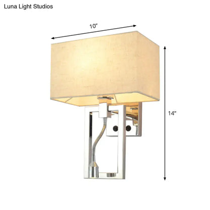White Contemporary Rectangular Wall Mount Light Sconce with Spotlight