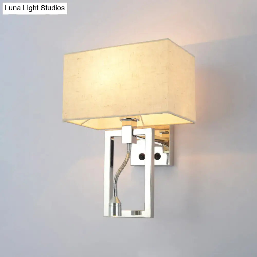 White Contemporary Rectangular Wall Mount Light Sconce with Spotlight