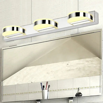Nickel Geometric LED Light by Decorbites, 3-light chrome ring bar over bathroom mirror on Tampa Home & Garden Store