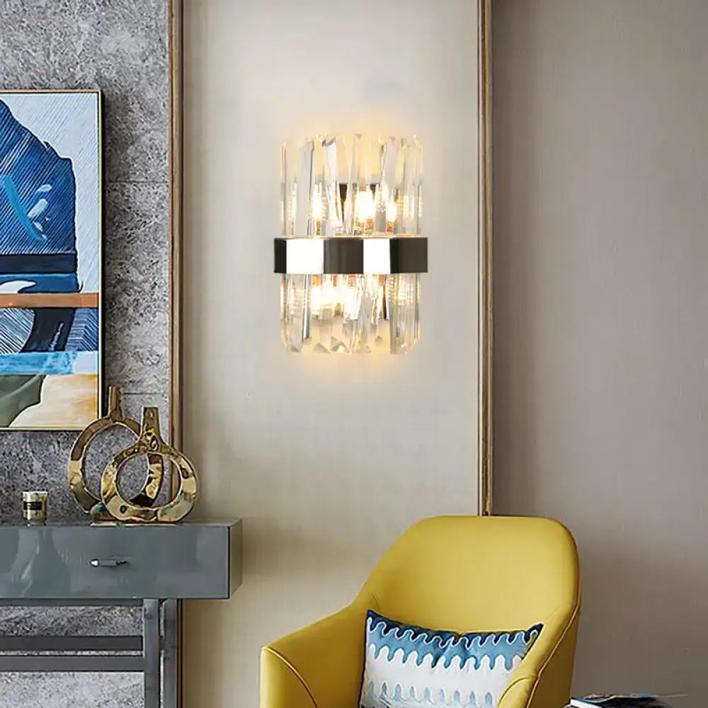 Chrome Crystal Wall Sconce single-bulb with clear prisms Decorbites on Tampa Home & Garden Store