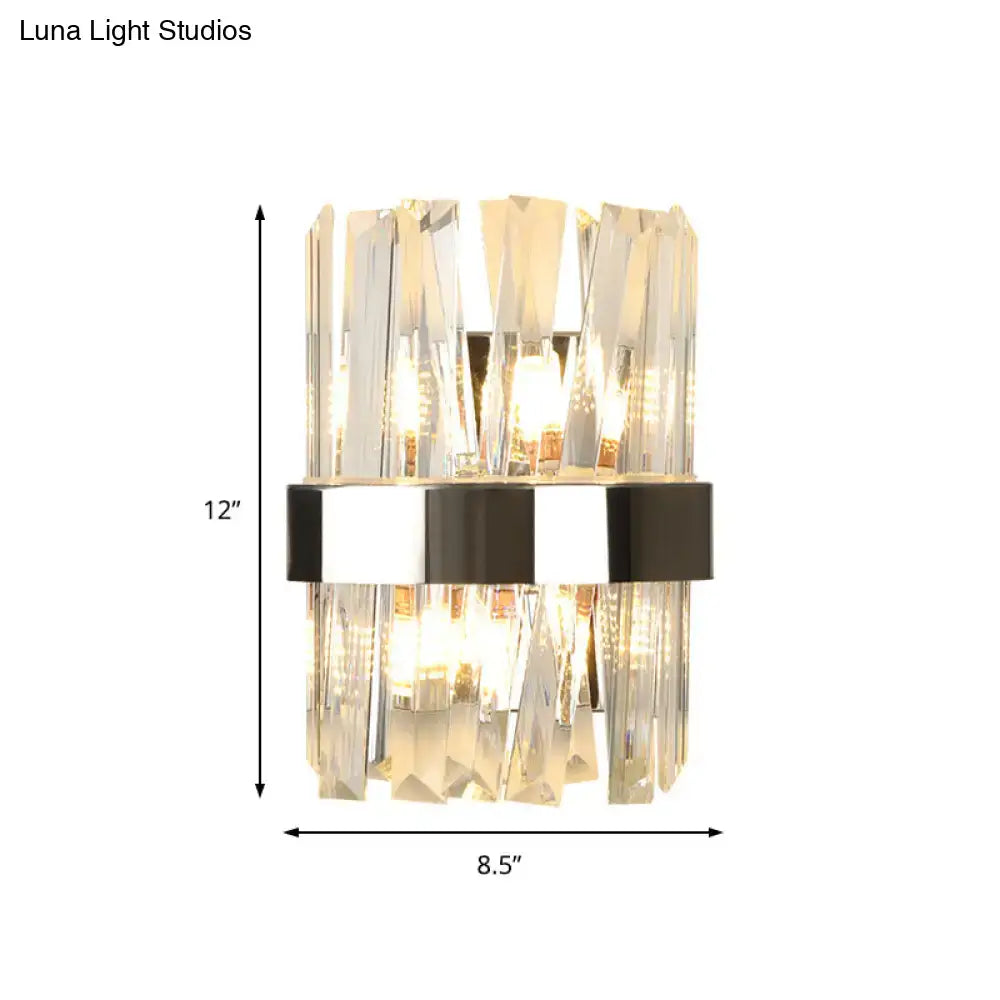 Decorbites chrome crystal wall sconce single-bulb design with faceted prisms on Tampa Home & Garden Store