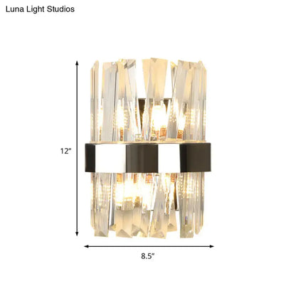 Decorbites chrome crystal wall sconce single-bulb design with faceted prisms on Tampa Home & Garden Store