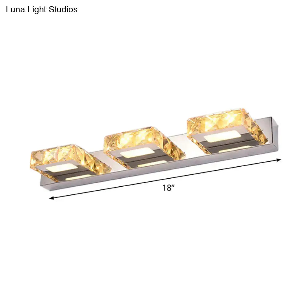Decorbites chrome gold crystal vanity light, three-light 18-inch fixture on Tampa Home & Garden Store