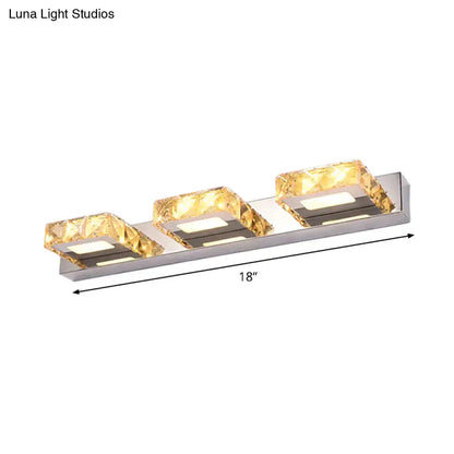 Decorbites chrome gold crystal vanity light, three-light 18-inch fixture on Tampa Home & Garden Store