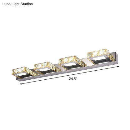 Chrome Gold Crystal Vanity Light with four square crystal frames and Decorbites on Tampa Home & Garden Store