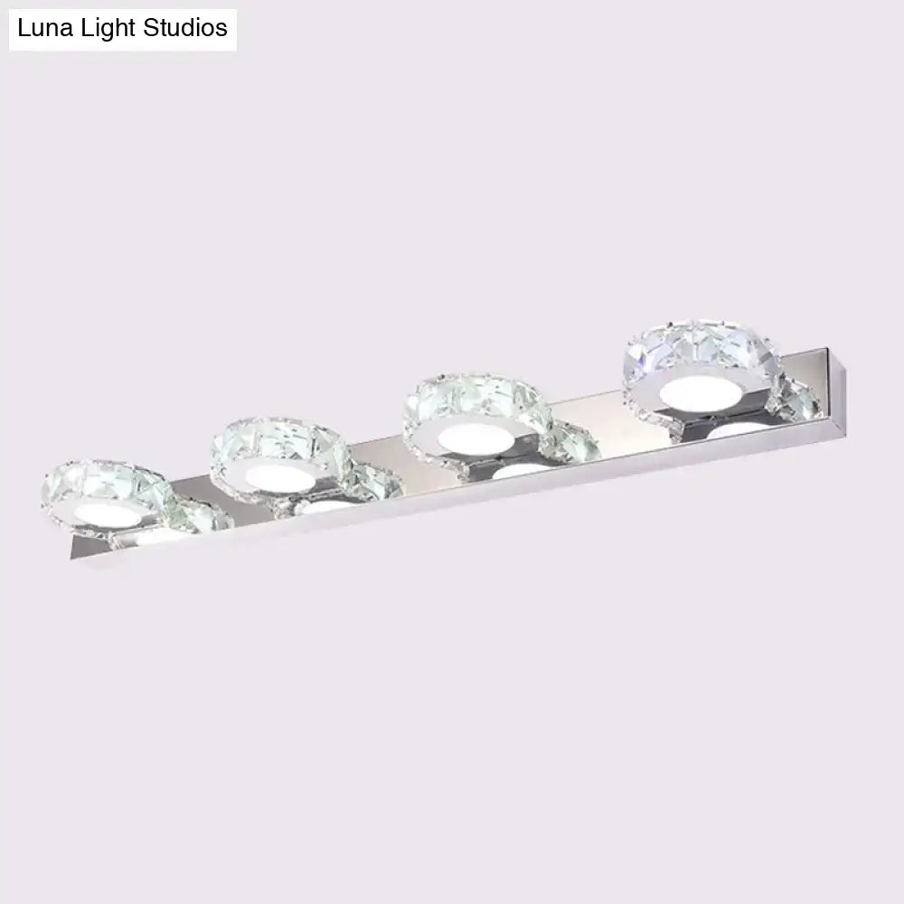 Chrome Gold Crystal Vanity Light by Decorbites, bar with four crystal orb fixtures on Tampa Home & Garden Store