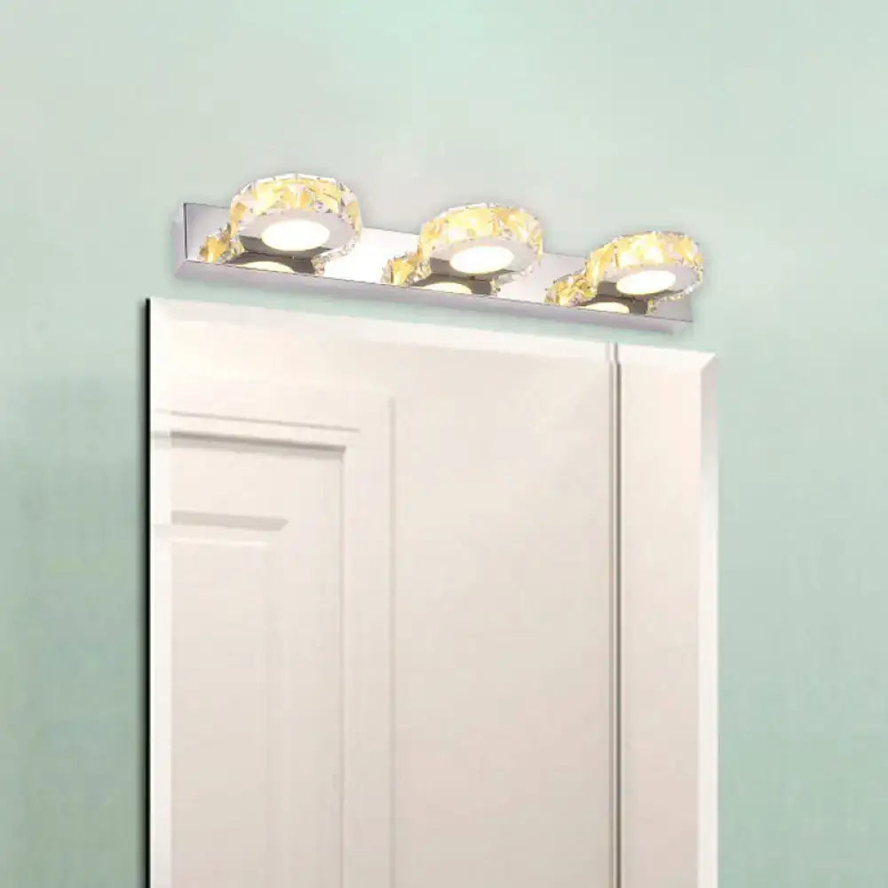Chrome Gold Crystal Vanity Light by Decorbites, Home & Garden chrome bar with 3 crystal rings on Tampa Home & Garden Store