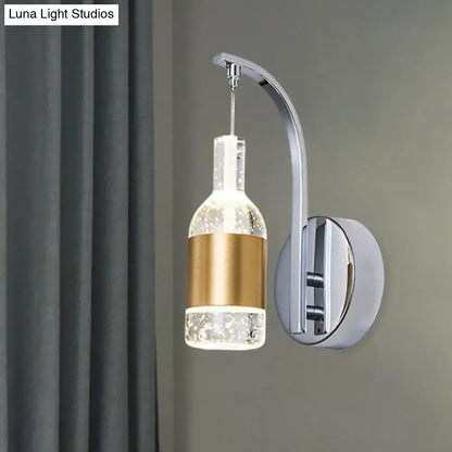 Chrome Crystal Wine Bottle Sconce with gold band by Decorbites wall light on Tampa Home & Garden Store
