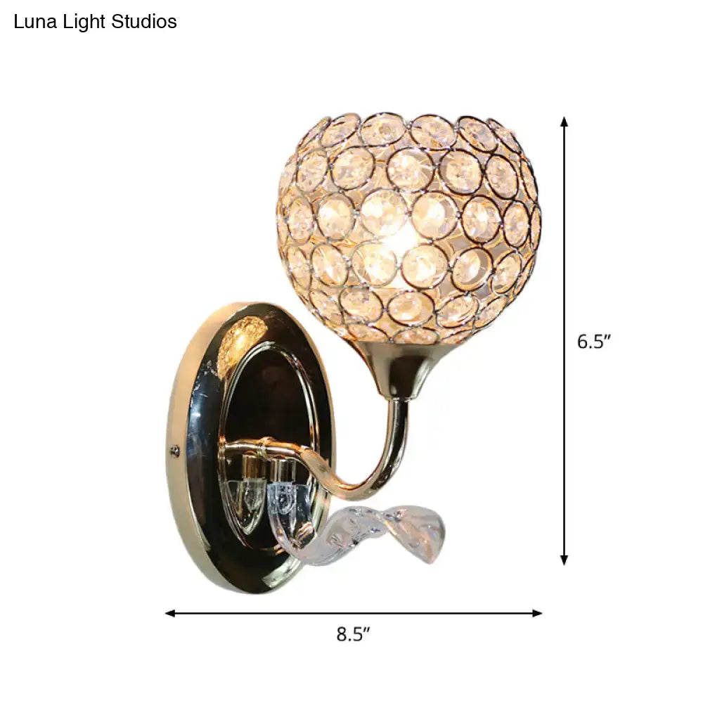 Blue Crystal Globe Premium Sconce by Decorbites with mosaic crystal shade and brass mount on Tampa Home & Garden Store