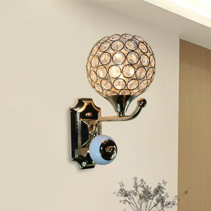 Blue Crystal Globe Premium Sconce by Decorbites, chrome wall mount with crystal globe shade on Tampa Home & Garden Store