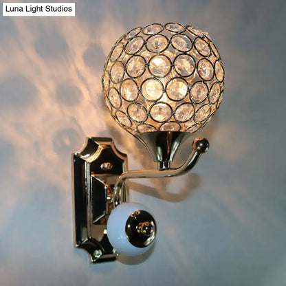 Blue Crystal Globe Premium Sconce chrome wall light with crystal circle globe Decorbites on Tampa Home & Garden Store