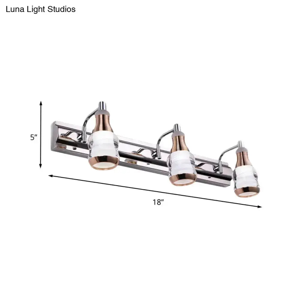 Decorbites modern chrome and rose gold 3-light vanity wall fixture with glass shades 18in on Tampa Home & Garden Store