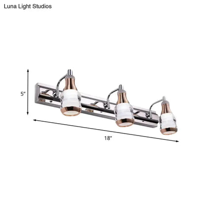 Decorbites modern chrome and rose gold 3-light vanity wall fixture with glass shades 18in on Tampa Home & Garden Store