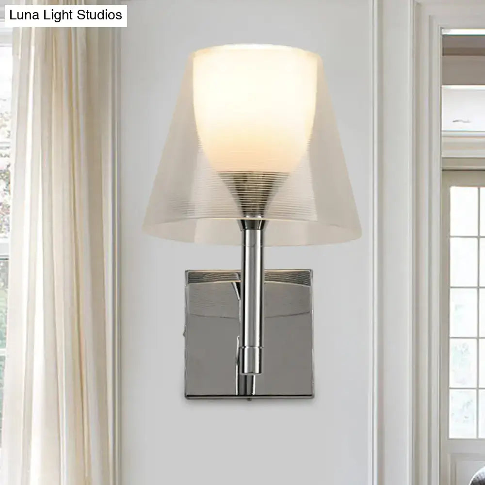 White Glass Flared Wall Sconce Light Fixture for Contemporary Living Rooms
