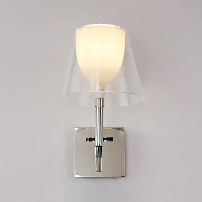 White Glass Flared Wall Sconce Light Fixture for Contemporary Living Rooms
