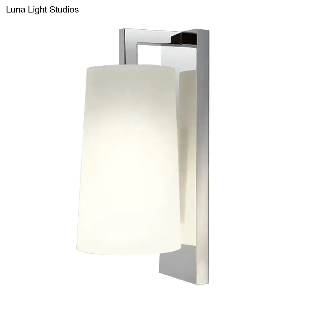 Modern chrome and white glass wall lamp sconce by Decorbites for bedroom on Tampa Home & Garden Store