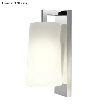 Modern chrome and white glass wall lamp sconce by Decorbites for bedroom on Tampa Home & Garden Store