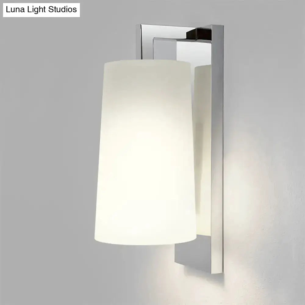 Modern chrome wall lamp with white glass shade, bedroom sconce by Decorbites on Tampa Home & Garden Store