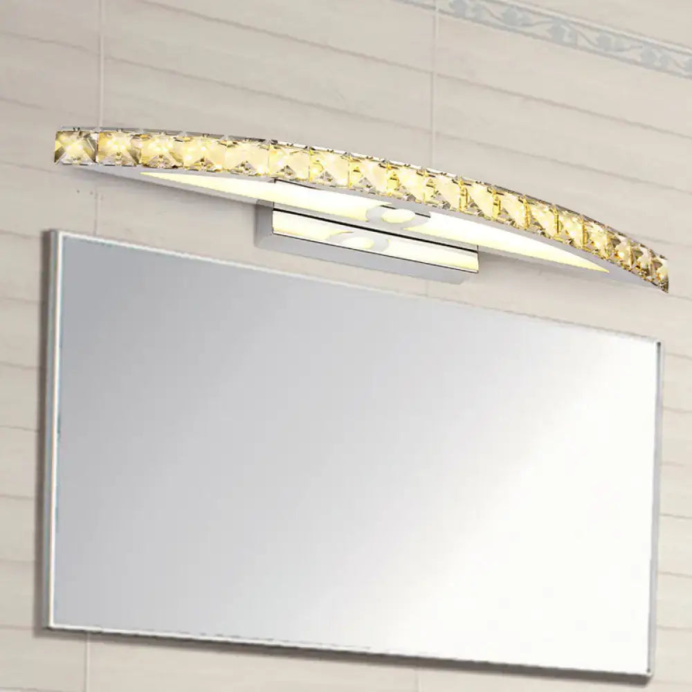 Wood LED Vanity Light by Decorbites, curved crystal-accent bar above a mounted mirror on Tampa Home & Garden Store
