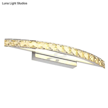 Wood LED Vanity Light by Decorbites, curved crystal band with metal mount on Tampa Home & Garden Store