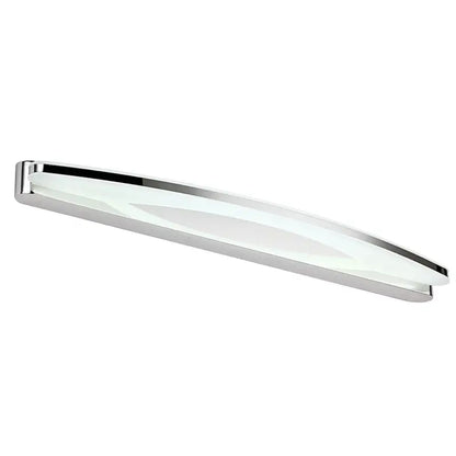 Modern chrome arc LED vanity light bathroom sconce with acrylic diffuser on Tampa Home & Garden Store
