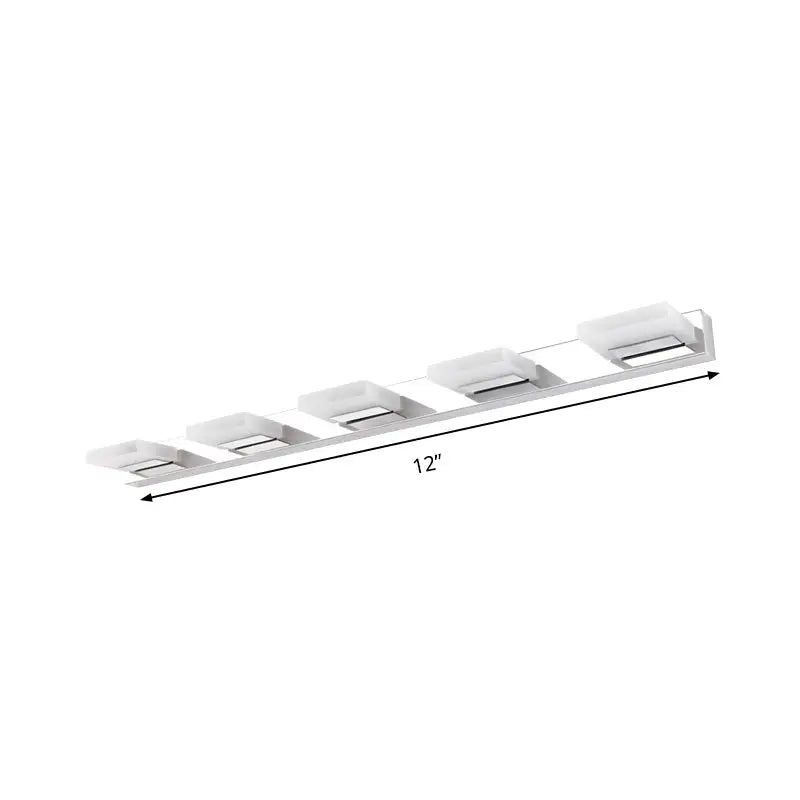Chrome vanity light fixture with five square acrylic shades, 12-inch bar, Decorbites on Tampa Home & Garden Store