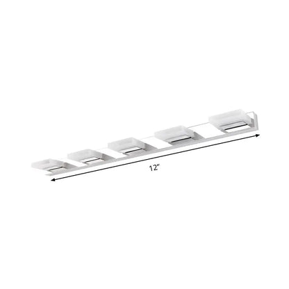 Chrome vanity light fixture with five square acrylic shades, 12-inch bar, Decorbites on Tampa Home & Garden Store