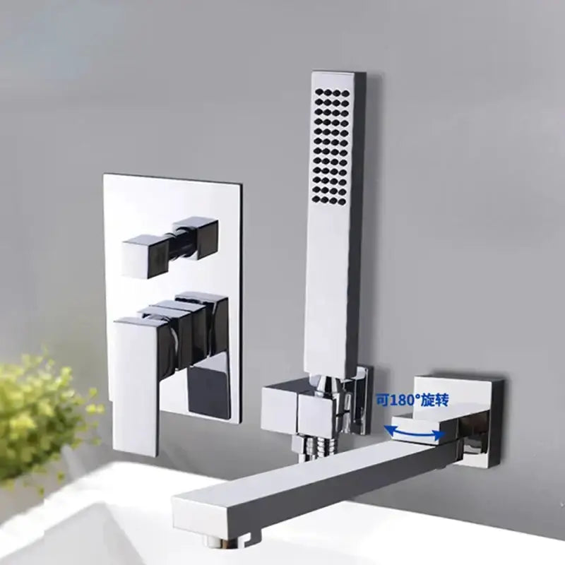 Chrome Bathtub Faucet Mixer with Waterfall Spout