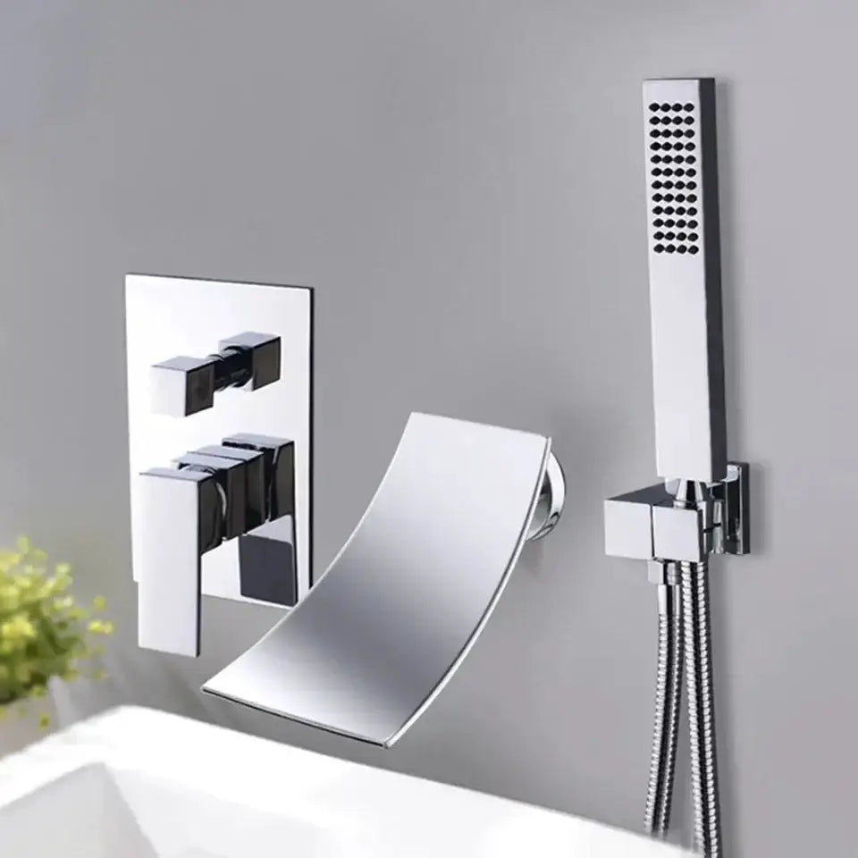 Chrome Bathtub Faucet Mixer with Waterfall Spout