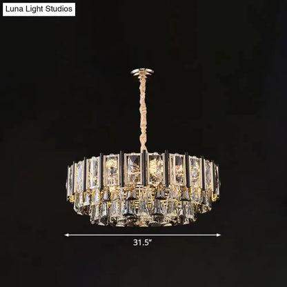 Modern chrome beveled crystal chandelier living room pendant by Decorbites, 31.5 in wide on Tampa Home & Garden Store