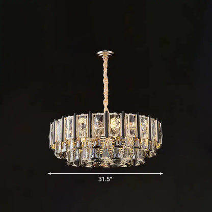 Modern chrome beveled crystal chandelier pendant light by Decorbites, 31.5 in wide on Tampa Home & Garden Store